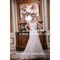 Classic style cap sleeve with shinning beadings on lace grown bridal's wedding dress